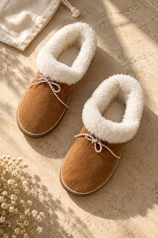 CAMEL BROWN SLIPPER BOOTS